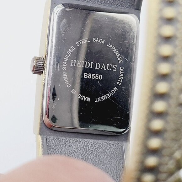 Heidi Daus Women's Double Trouble Cuff Wrist Watch Swarovski Crystals Brass Tone - Picture 8 of 9